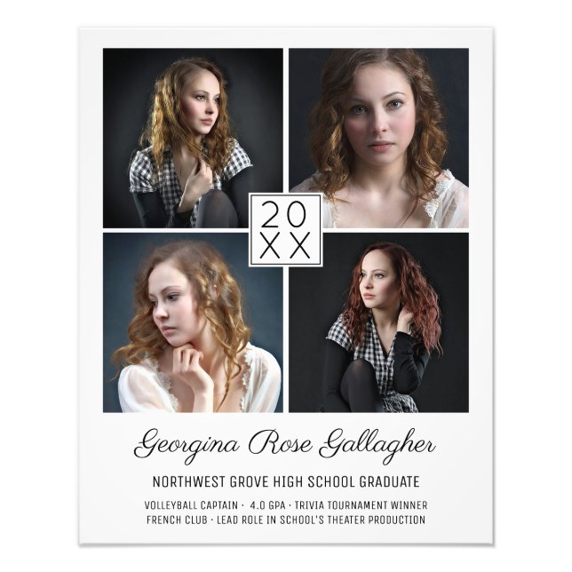 Graduation Keepsake Modern Photo Collage Classic Print (Front)