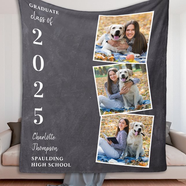 Graduation Keepsake Photo Collage Fleece Blanket (Creator Uploaded)