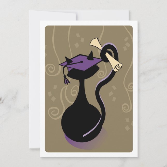 Graduation Kitty Purple Invite (Front)