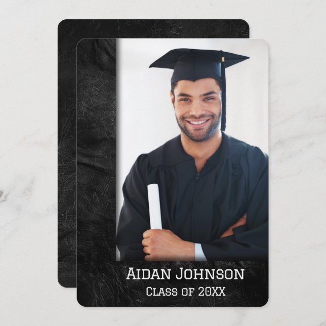 Graduation Leather Photo Frame Invitation (Front/Back)