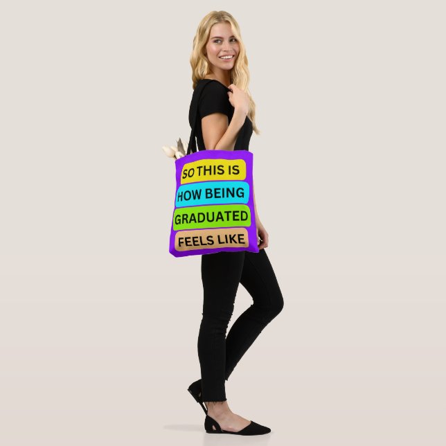 Graduation light purple tote  SO_THIS_IS_HOW_BEING Bag (On Model)