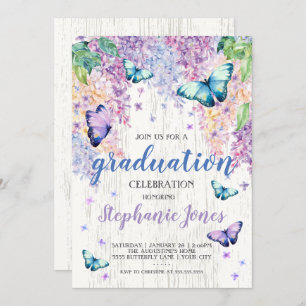 Graduation Lilacs and Butterfly Invitation