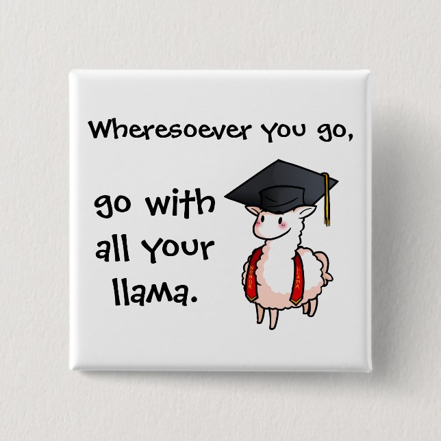 Graduation Llama 15 Cm Square Badge (Front)