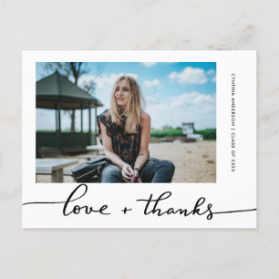 Graduation Love And Thanks Script Grad Photo Postcard