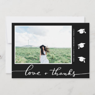 Graduation Love And Thanks Script Photo Black
