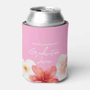 Graduation Luau Tropical Flower Paper Plate Can Cooler