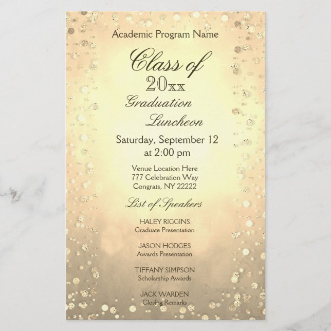 Graduation Luncheon Gold Confetti (Front)