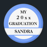 Graduation Magnet<br><div class="desc">Personalise year and name,  to change background colour on these personalised graduation magnets,  click the "Customise" button,  then click "Edit">>Background" and select a colour.</div>