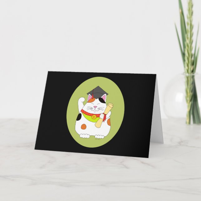 Graduation Maneki Neko Card (Front)