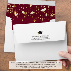 Graduation Maroon Gold Stars Return Address Envelope