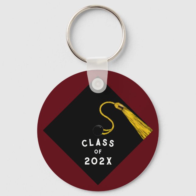 Graduation Maroon Keepsake Gift Key Ring (Front)
