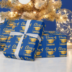 Graduation Maroon Metallic Gold Class Year  Wrapping Paper