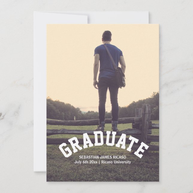 Graduation Masculine Modern Personalised Announcement (Front)