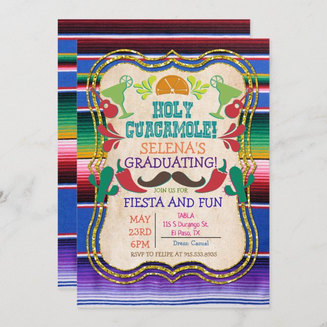 Graduation Mexican Fiesta Invitation (Front/Back)