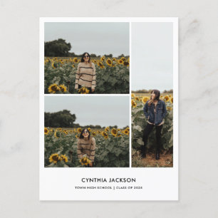 Graduation Minimal Photo Collage Thank You Postcard