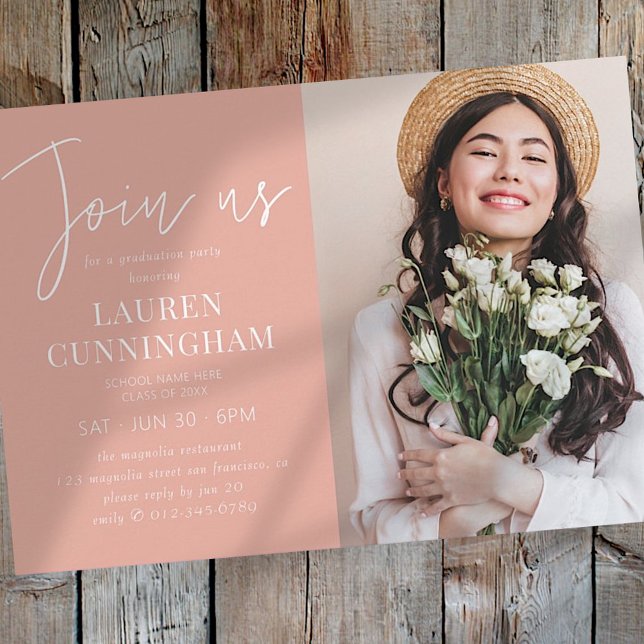 Graduation Minimalist Modern Simple Chic Photo Invitation (Creator Uploaded)