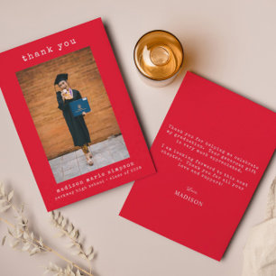 Graduation Minimalist Simple Photo Thank You Card