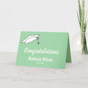 Graduation Mint Green Grad's Name Congratulations  Card