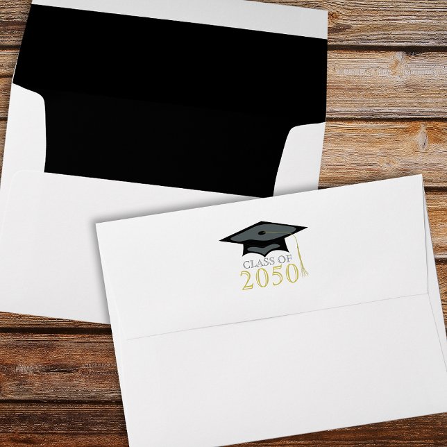 Graduation Modern Classic Mortarboard Gold Black Envelope (Creator Uploaded)