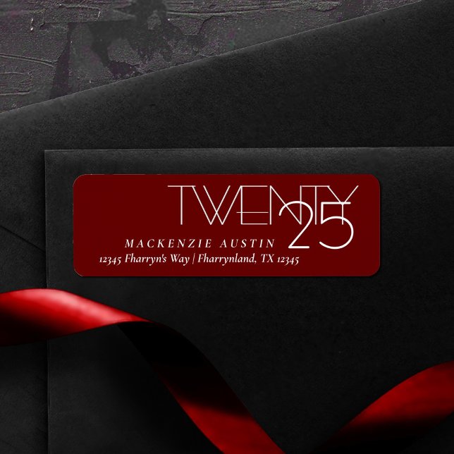 Graduation | Modern Dark Red and White Address (Creator Uploaded)