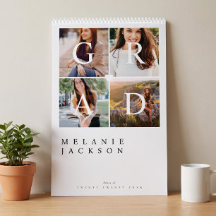 Graduation Modern Elegant Grad Photo Collage Calendar