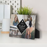 Graduation modern elegant script 4 photo collage plaque<br><div class="desc">Chic classic black and white typography script making a stylish elegant personalised graduation 4 photo grid keepsake plaque.            Easy to customise with your details and four custom images!             If you need a specific colour or combination,  please message the designer through the button below!</div>
