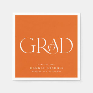 Graduation Modern Elegant Type Orange Napkins
