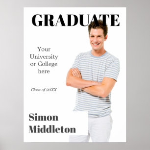Graduation Modern Graduate Black Headline Photo Poster