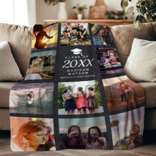 Graduation Modern Instagram Chalk Photo Collage Fleece Blanket