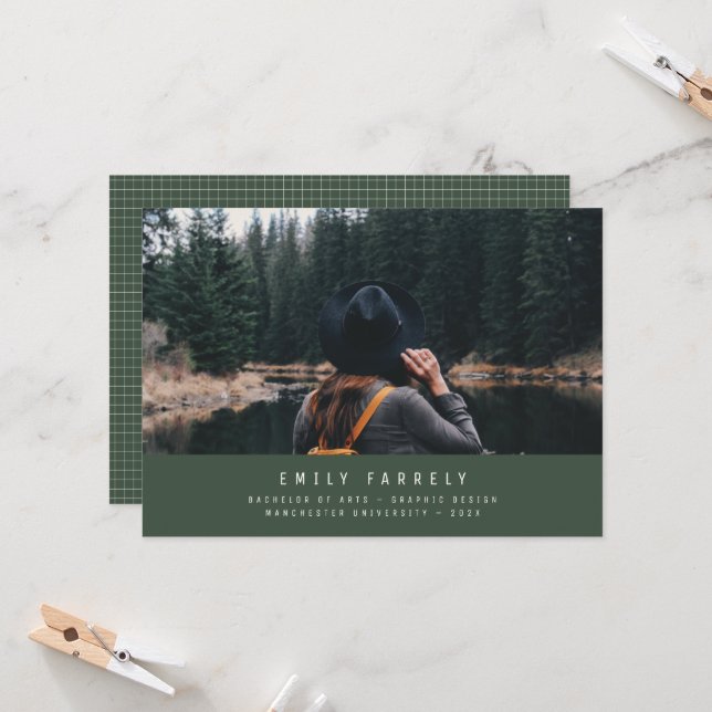 Graduation modern minimal elegant stylish green (Front/Back In Situ)