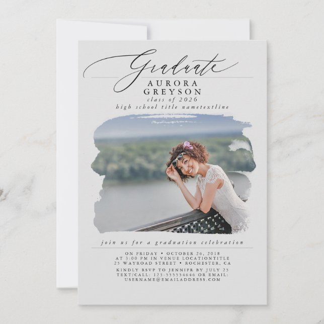 Graduation Modern Minimal Photo Invitation (Front)