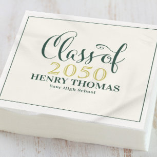 Graduation Modern Minimalist Script Class Of Green Napkin
