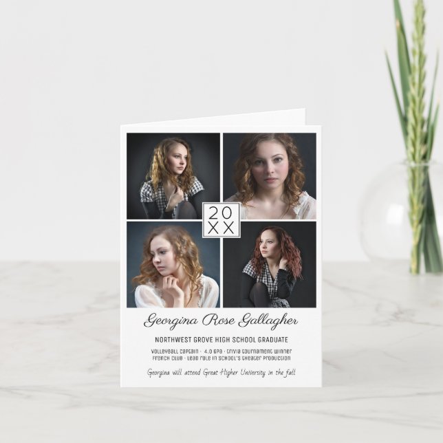 Graduation Modern Photo Collage Simple Grad Announcement (Front)