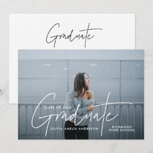 Graduation modern photo script typography elegant invitation