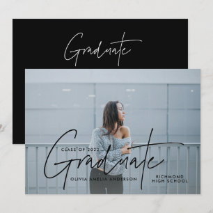 Graduation modern photo script typography elegant  invitation