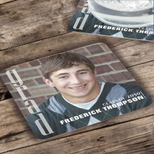 Graduation Modern Photo Simple Minimalist Graduate Square Paper Coaster