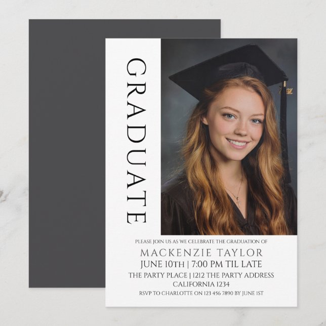 Graduation Modern Photo Template Personalised (Front/Back)