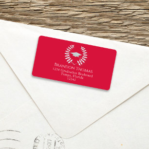 Graduation Modern Return Address Crimson Red Label