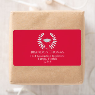 Graduation Modern Return Address Crimson RedLabel