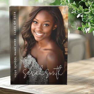 Graduation modern script dark overlay photo block