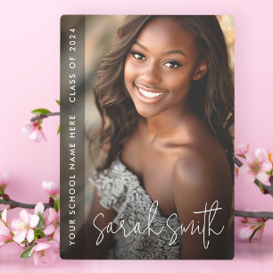 Graduation modern script dark overlay plaque