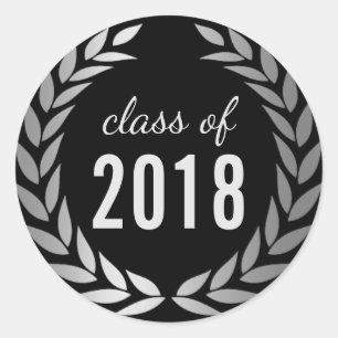Graduation Modern Silver Class of 2018 Classic Round Sticker