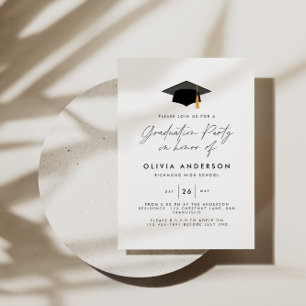 graduation modern simple elegant green party invitation