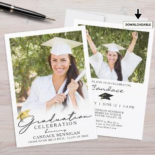 Graduation Modern Simple Script 2 Photo Invitation