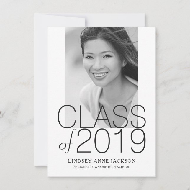 Graduation Modern Stacked Text Photo Invite (Front)