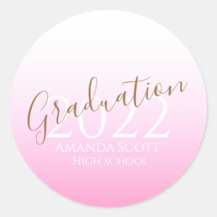 Graduation modern trendy personalised photo invita classic round sticker
