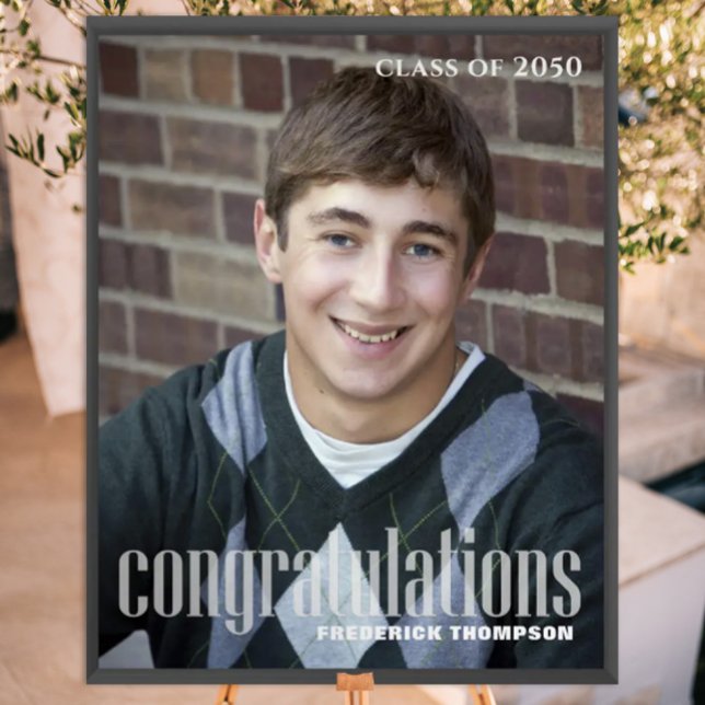 Graduation Modern Two Photo Minimalist Script Poster (Creator Uploaded)