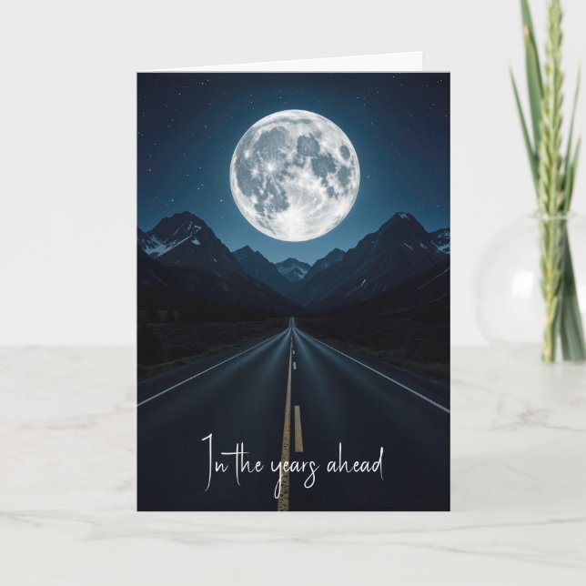 Graduation Moonlit Mountain Highway Card (Front)