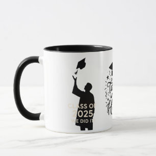 "Graduation Mug – Graduate Holding Cap Illustratio