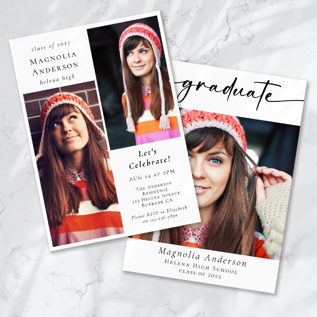 Graduation Multi Photo Calligraphy Graduate Invitation (Creator Uploaded)